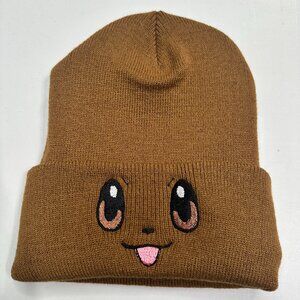 Pokemon Eevee Beanie Face Embroidered Stocking Hat Unisex Anime Video Gamer Gift
